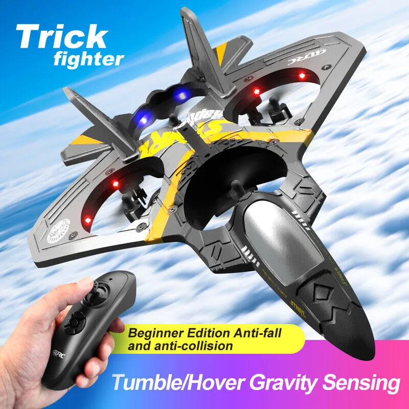 4DRC V17 Remote Control Plane RC Airplanes 2.4GHz 6CH EPP RC Plane 4 Motor RC Aircraft Toys For Adult Kids With Function Gravity Sensing Stunt Roll Cool Light RC Planes Airplanes